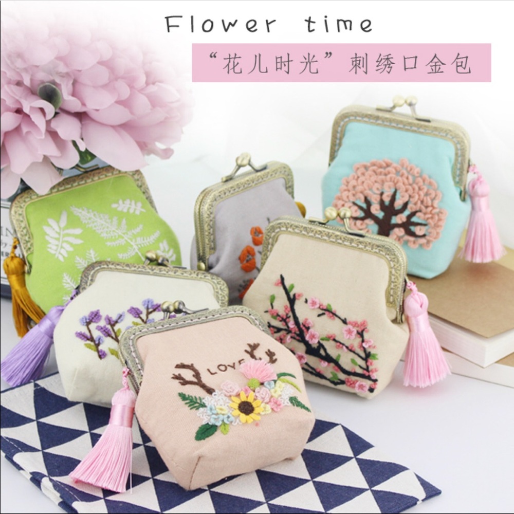 Hand embroidered coin purse